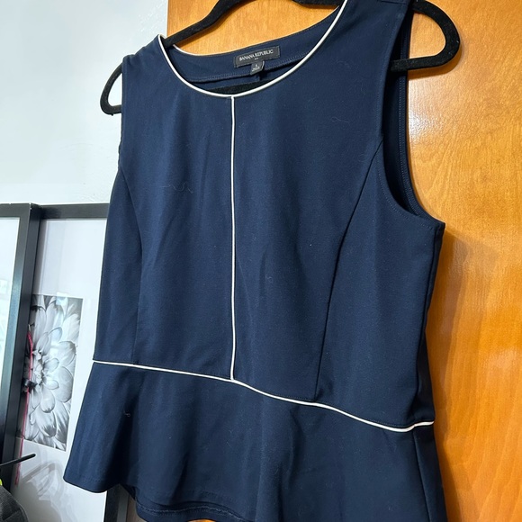 Banana Republic Navy Piped Sleeveless Peplum - Picture 2 of 2